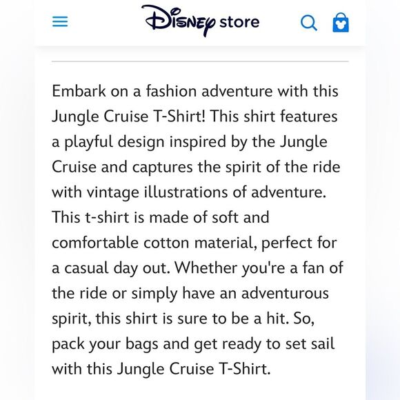 Disney Jungle Cruise Tshirt Top Shirt Walt Disney Parks
Size XS Adult - Picture 4 of 7